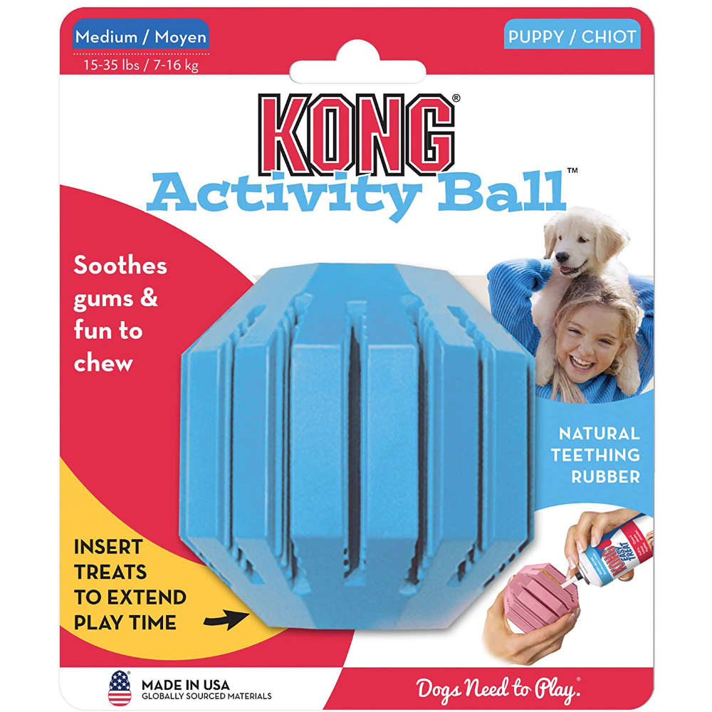 KONG PUPPY ACTIVITY BALL BLUE MED