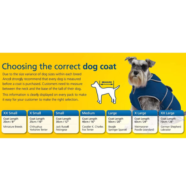 ANCOL CHOOSE CORRECT DOG COAT SIZE