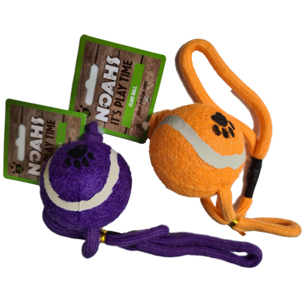 tennis ball on rope dog toy